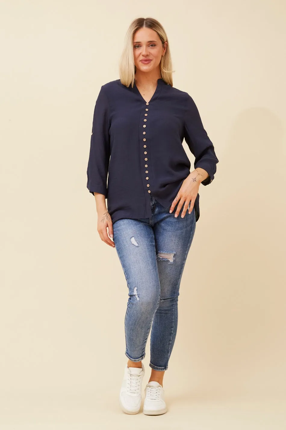 KIMYA ROLL-UP SLEEVE TOP