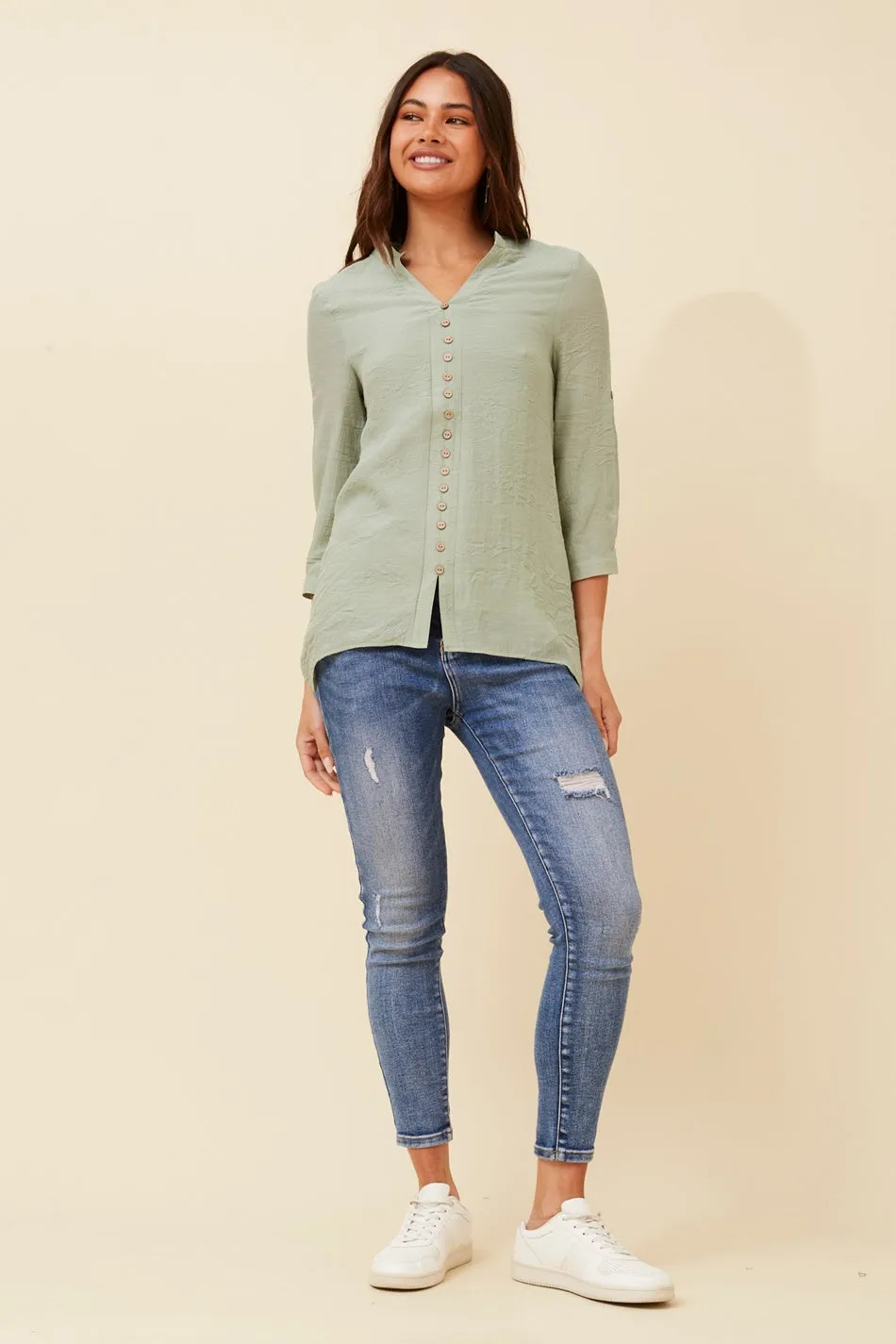 KIMYA ROLL-UP SLEEVE TOP