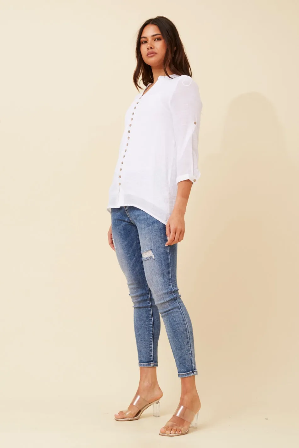 KIMYA ROLL-UP SLEEVE TOP