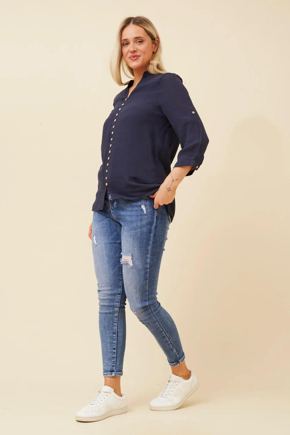 KIMYA ROLL-UP SLEEVE TOP