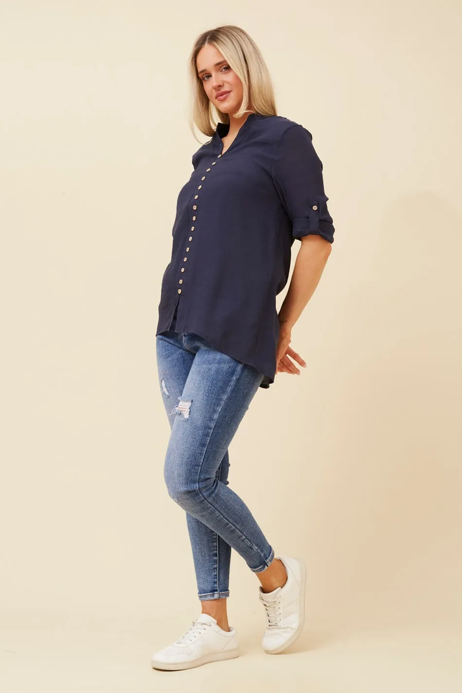 KIMYA ROLL-UP SLEEVE TOP