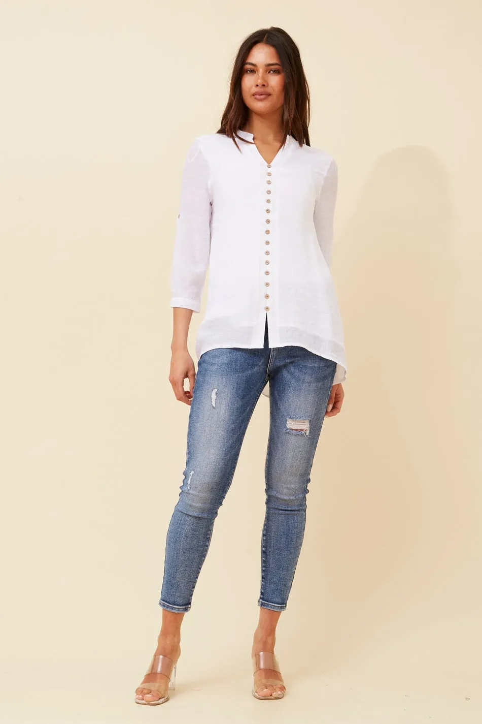 KIMYA ROLL-UP SLEEVE TOP