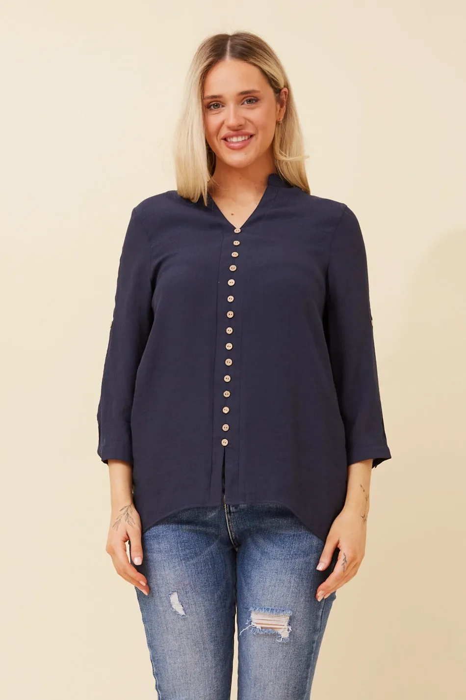 KIMYA ROLL-UP SLEEVE TOP