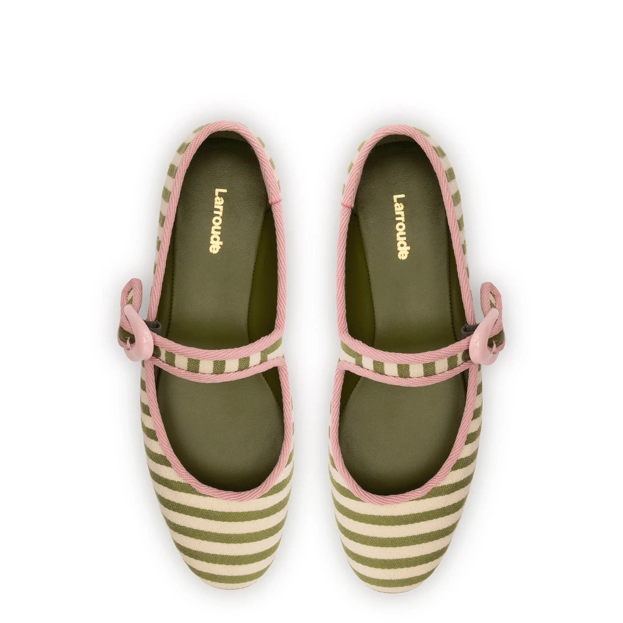 Larroude Verona Ballet Flat In Natural Stripe