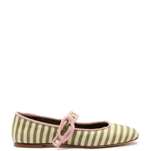 Larroude Verona Ballet Flat In Natural Stripe