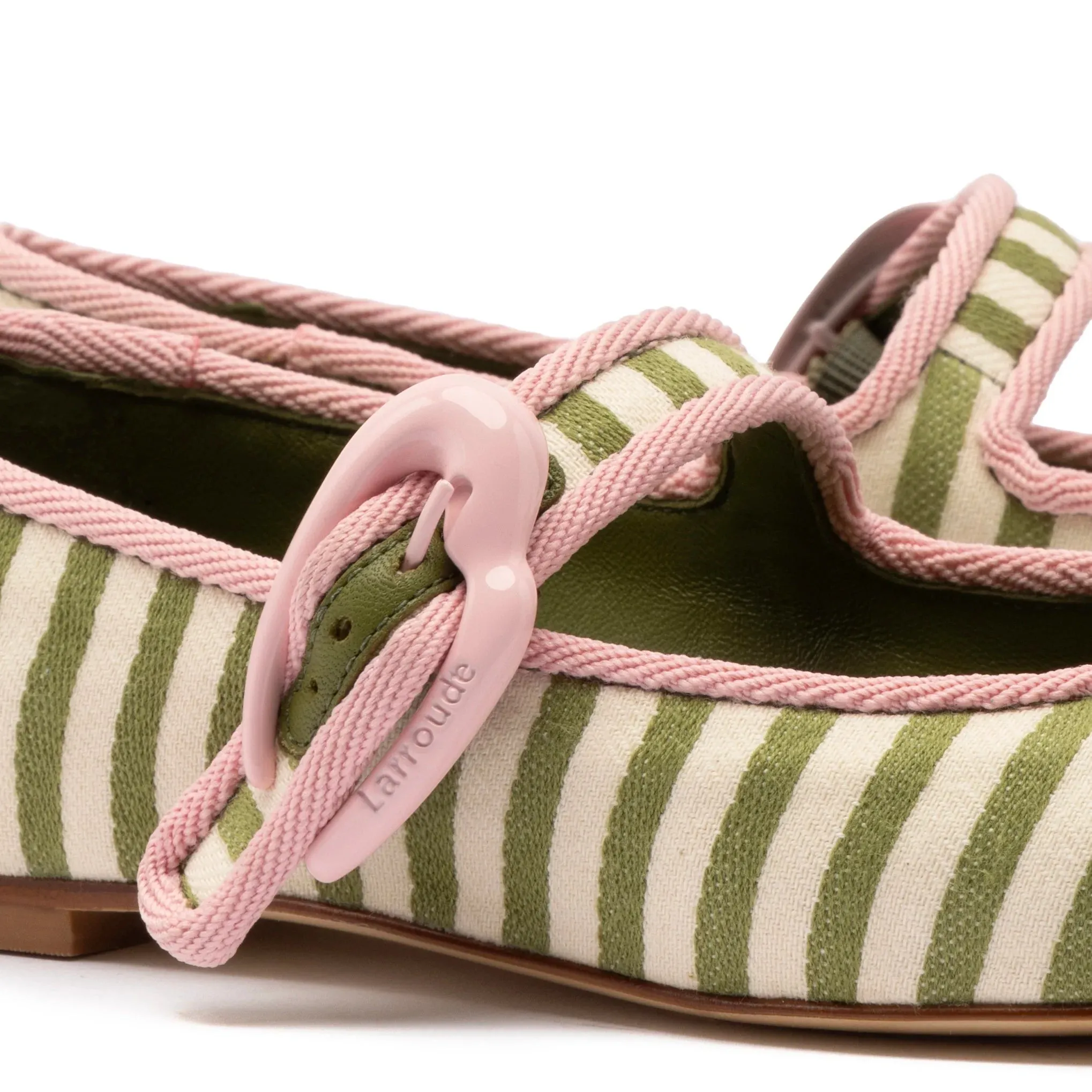 Larroude Verona Ballet Flat In Natural Stripe