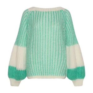Liana Knit Sweater - Mint/White