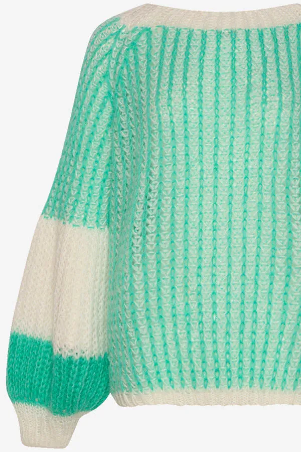 Liana Knit Sweater - Mint/White