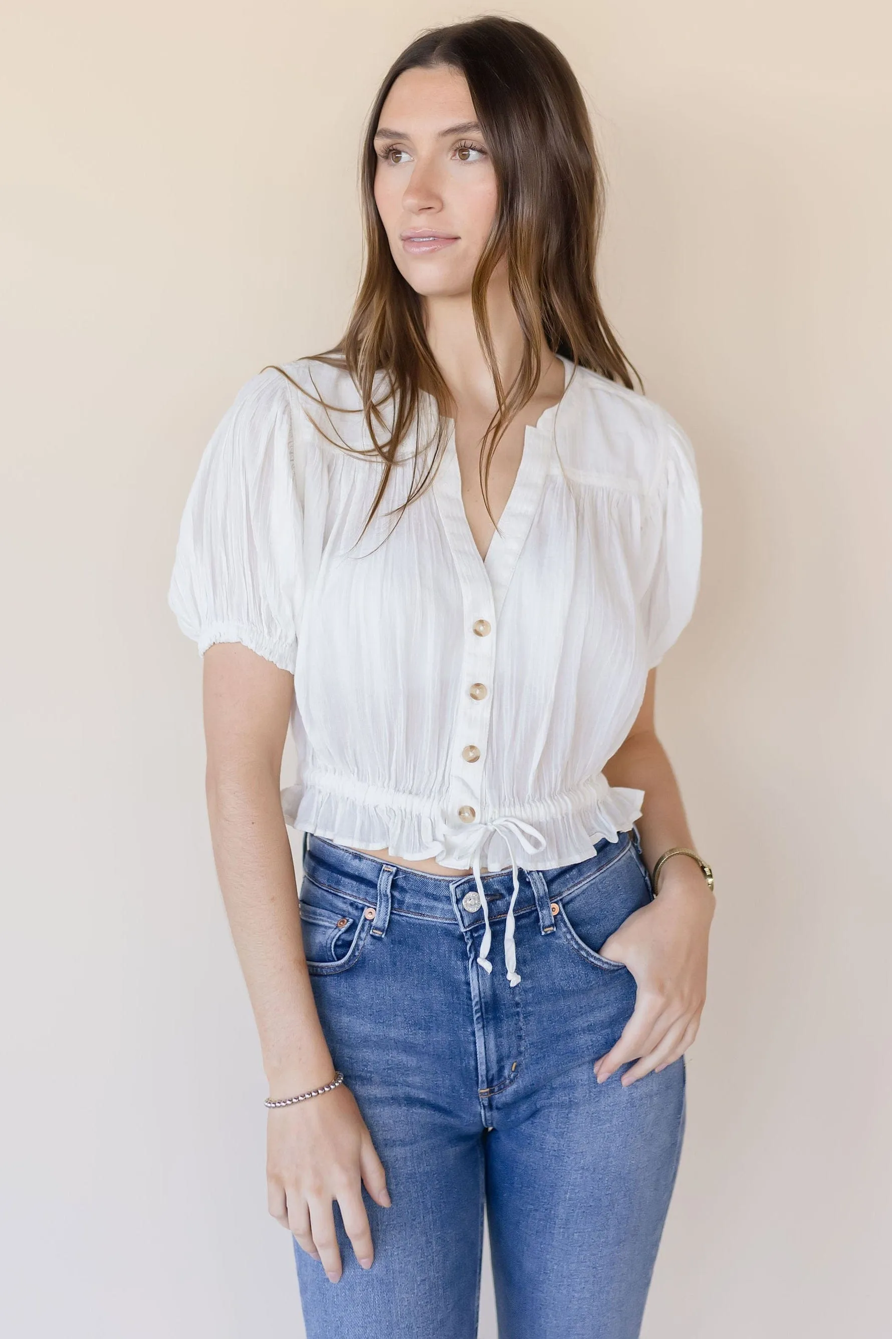 Little Cloud Button Up Crop Top