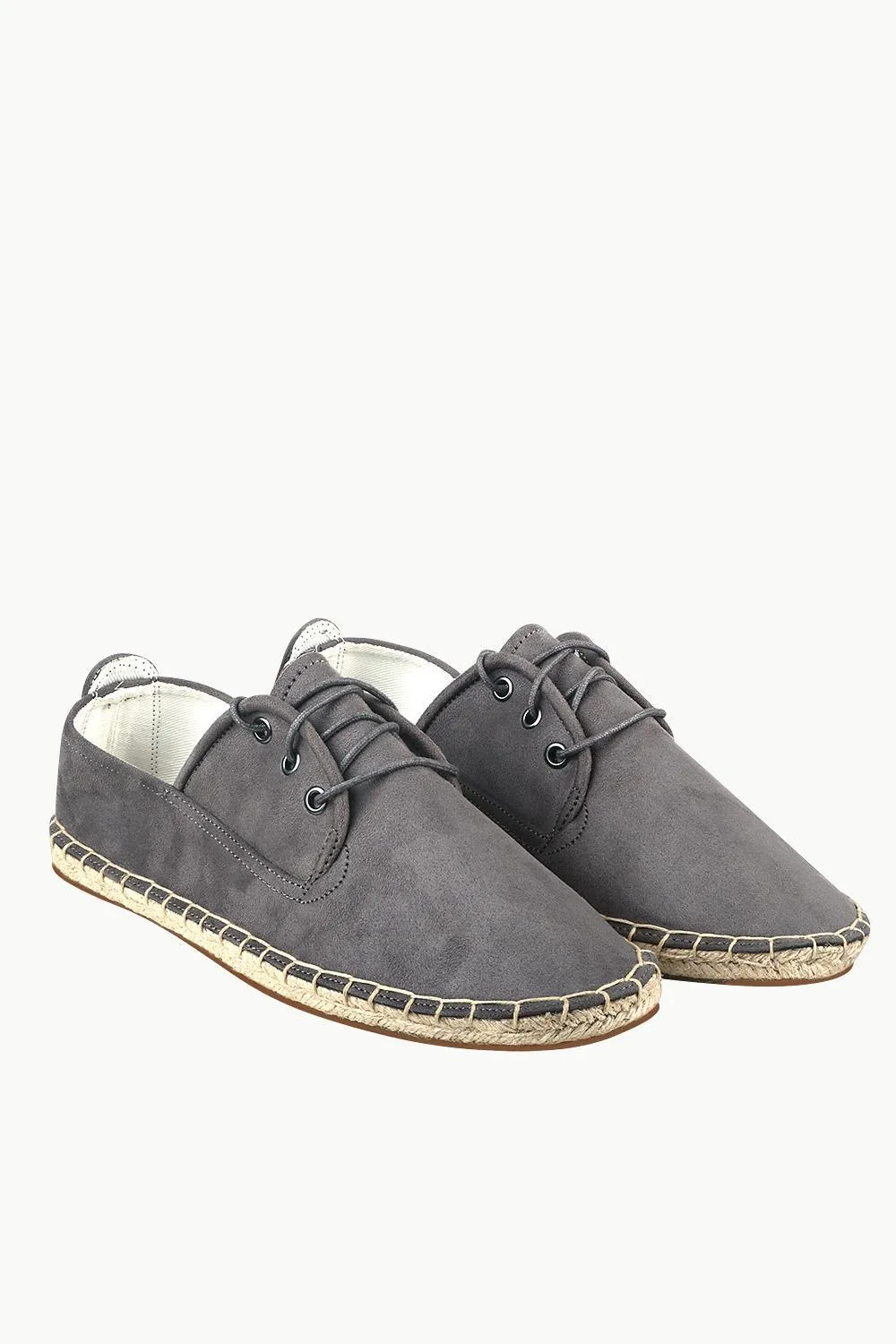 Men's Metro Grey Suede Lace Up Espadrilles