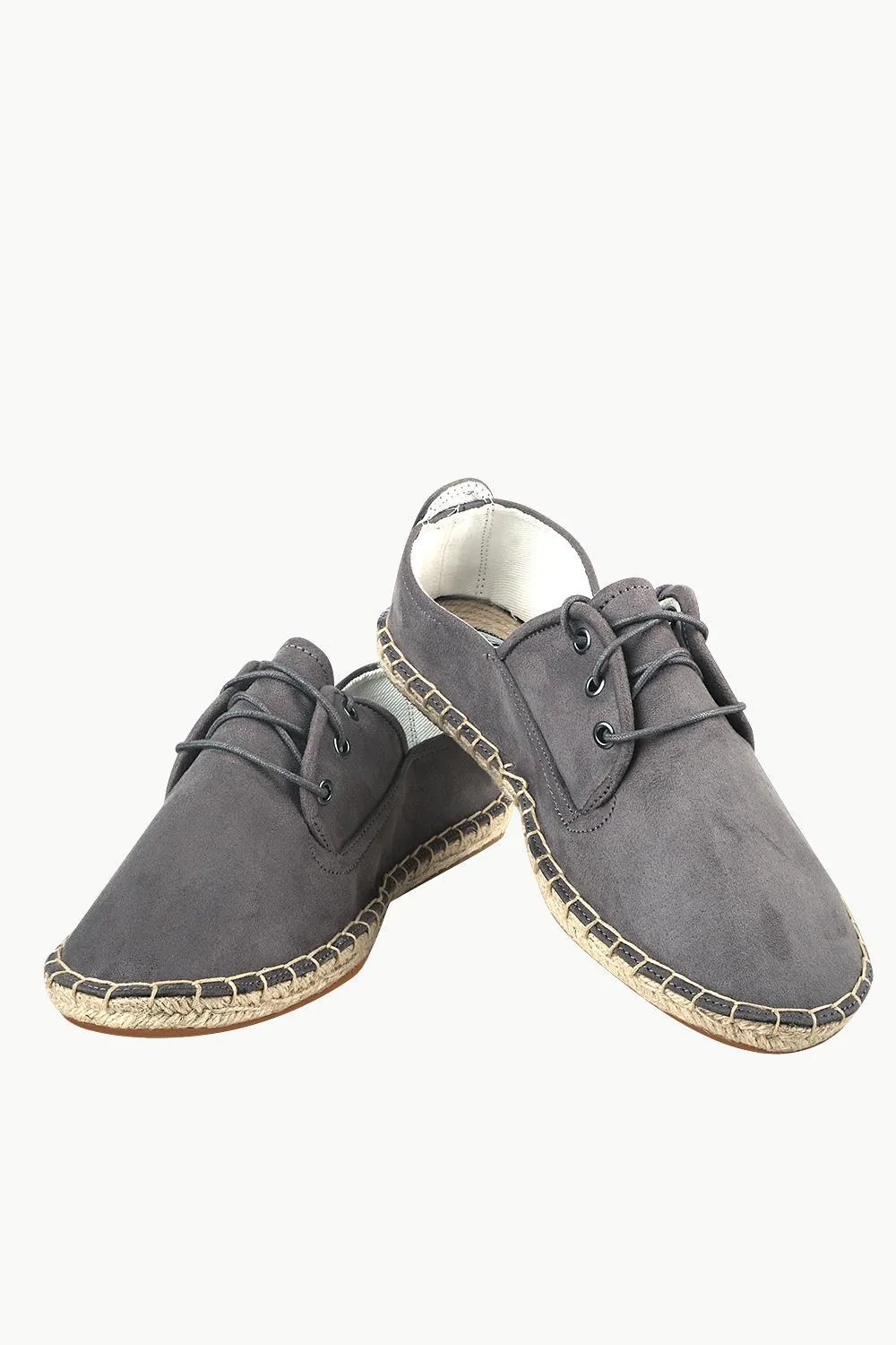 Men's Metro Grey Suede Lace Up Espadrilles