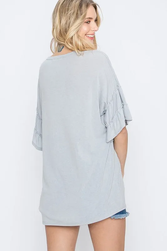 My Whole Universe Igloo Plus Ruffle Sleeve Top