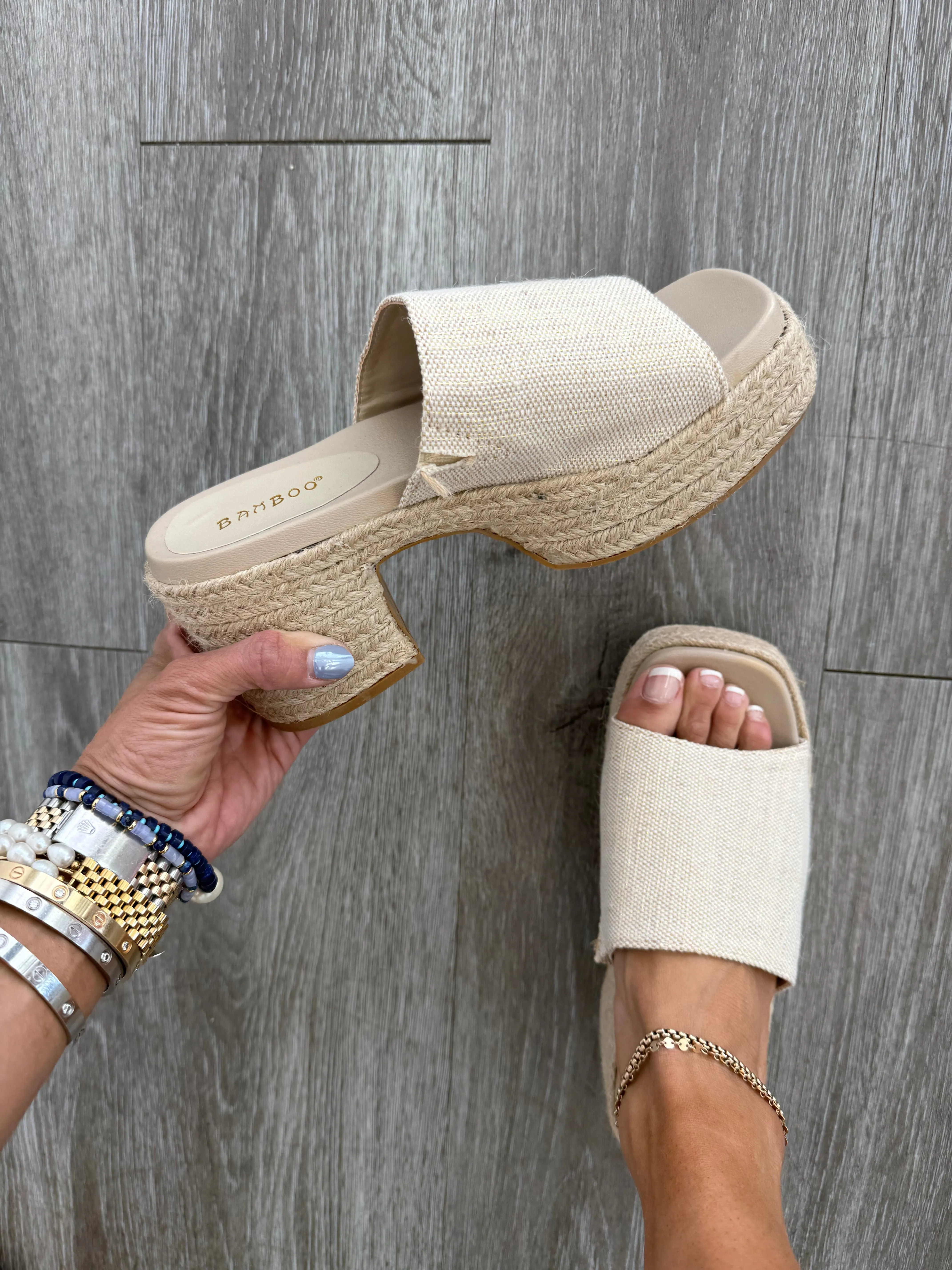 Natural Exceptional Espadrille Platform Sandals