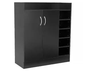 NNEDPE 21 Pairs Shoe Cabinet Rack Storage Organiser - 80 x 30 x 90cm - Black