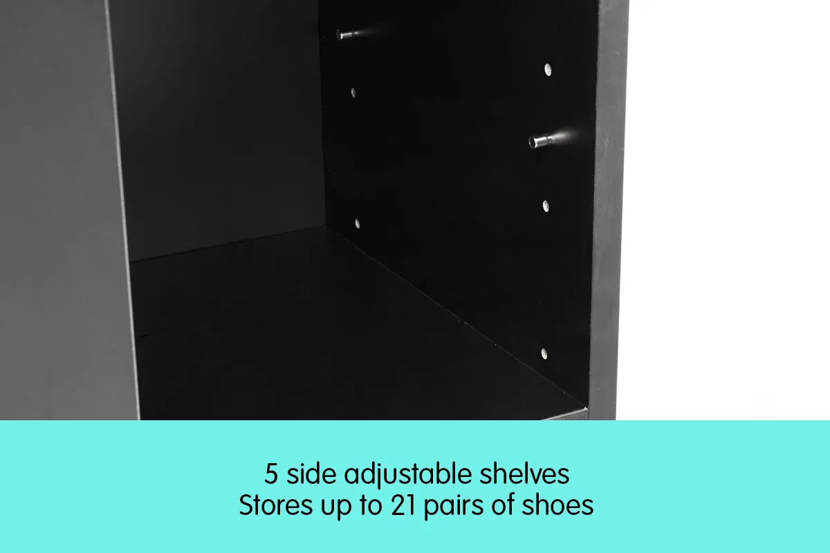 NNEDPE 21 Pairs Shoe Cabinet Rack Storage Organiser - 80 x 30 x 90cm - Black