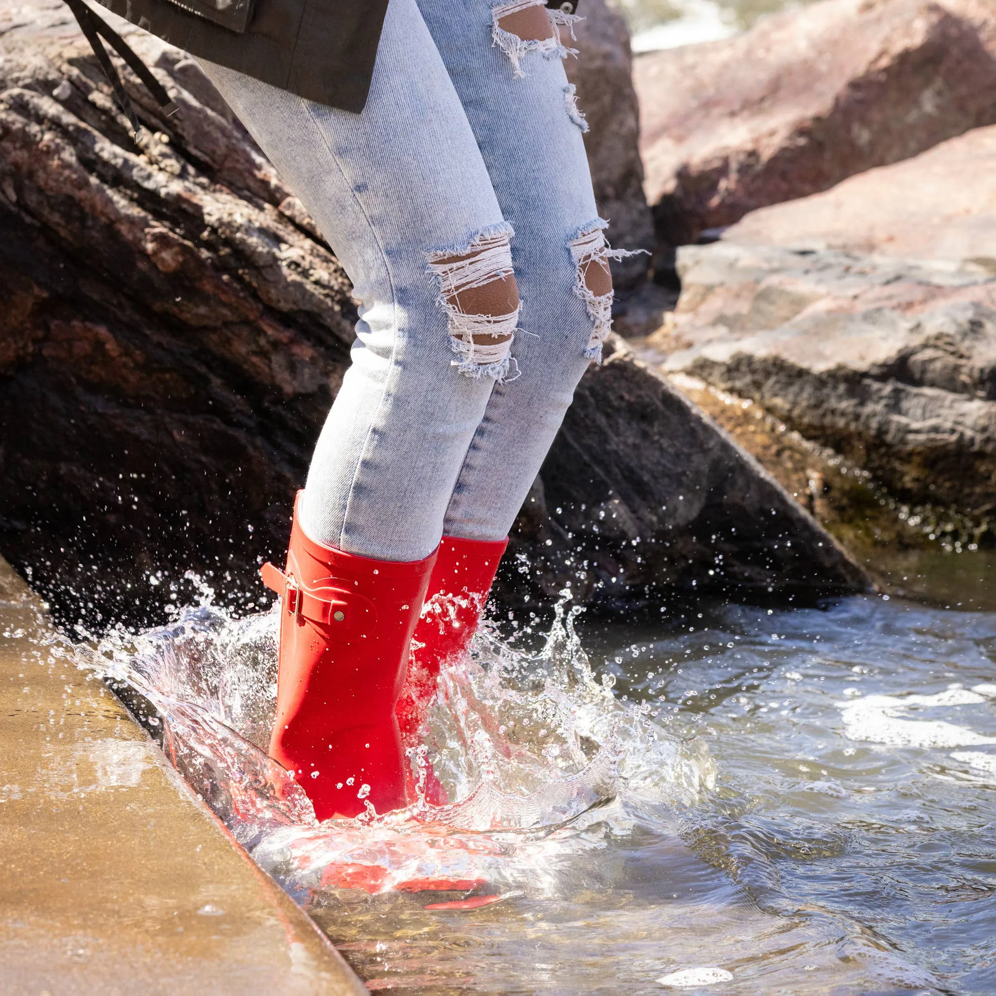 Norty Womens Mid Calf 11" Rain Boot Matte Navy: 9