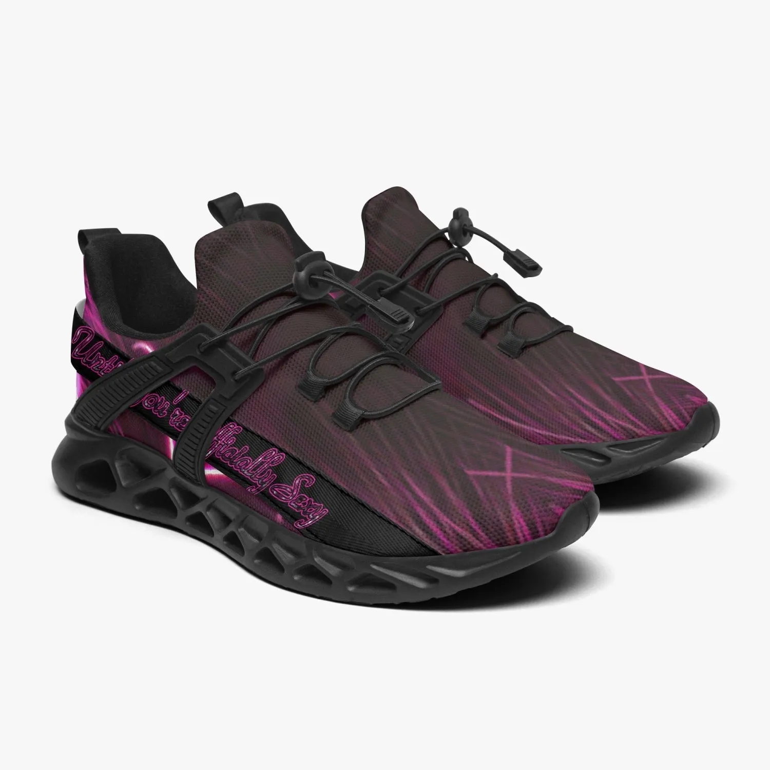 Officially Sexy Pink Laser Hearts Collection Slogan Mesh Running Shoes
