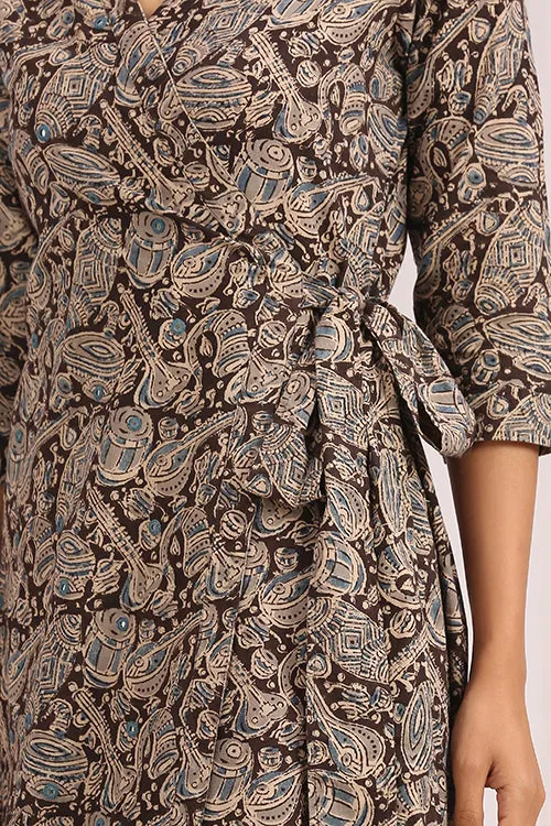 Okhai 'Shabnam' Hand Block Printed Kalamkari Wrap Dress