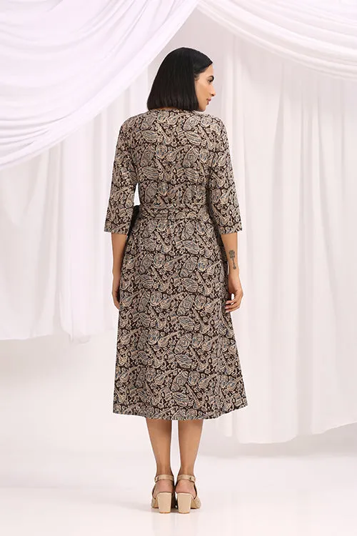 Okhai 'Shabnam' Hand Block Printed Kalamkari Wrap Dress