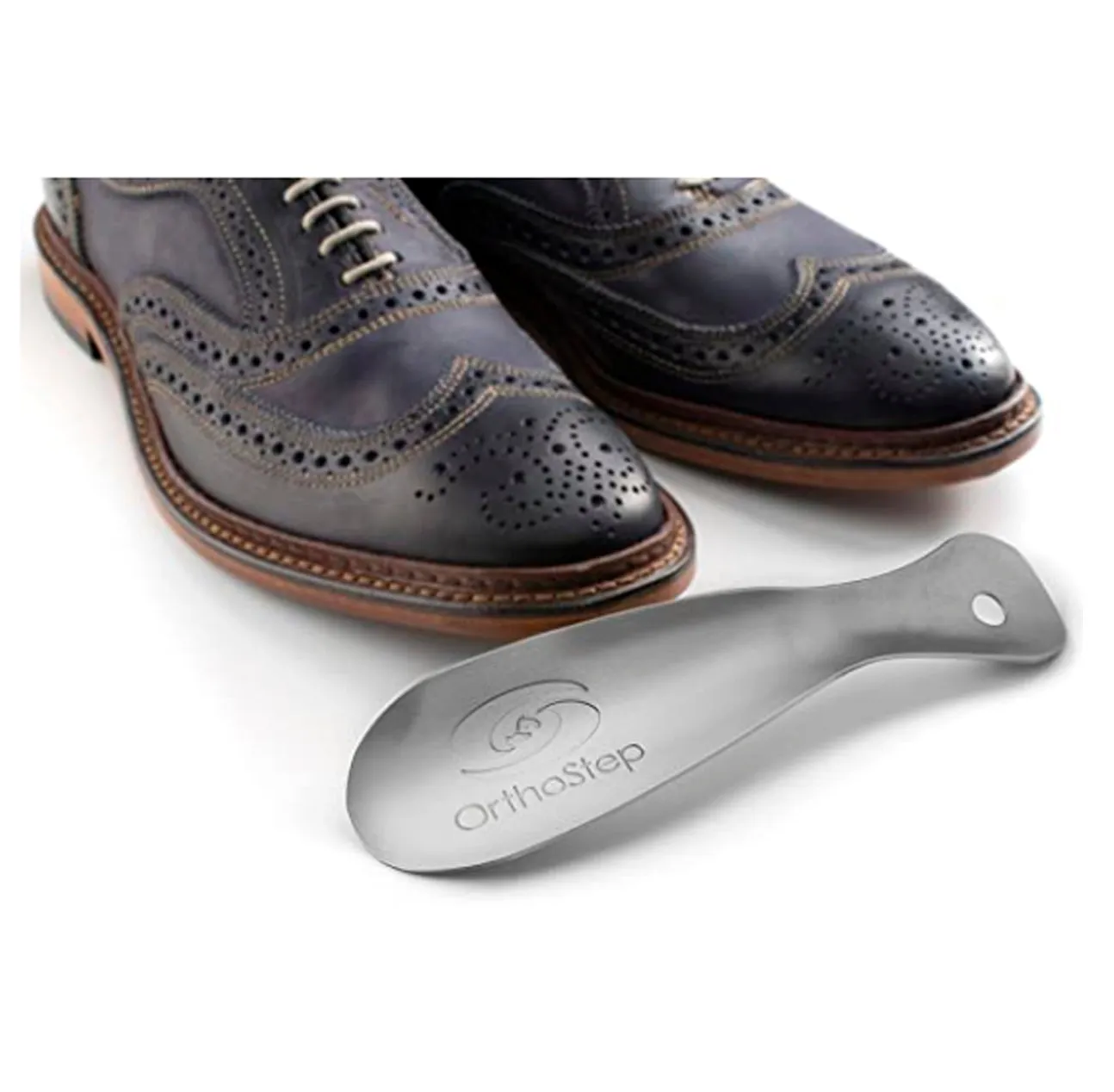 OrthoStep Metal Shoe Horn 7.5 inch - Made in the USA Color Antique Brushed Nickel