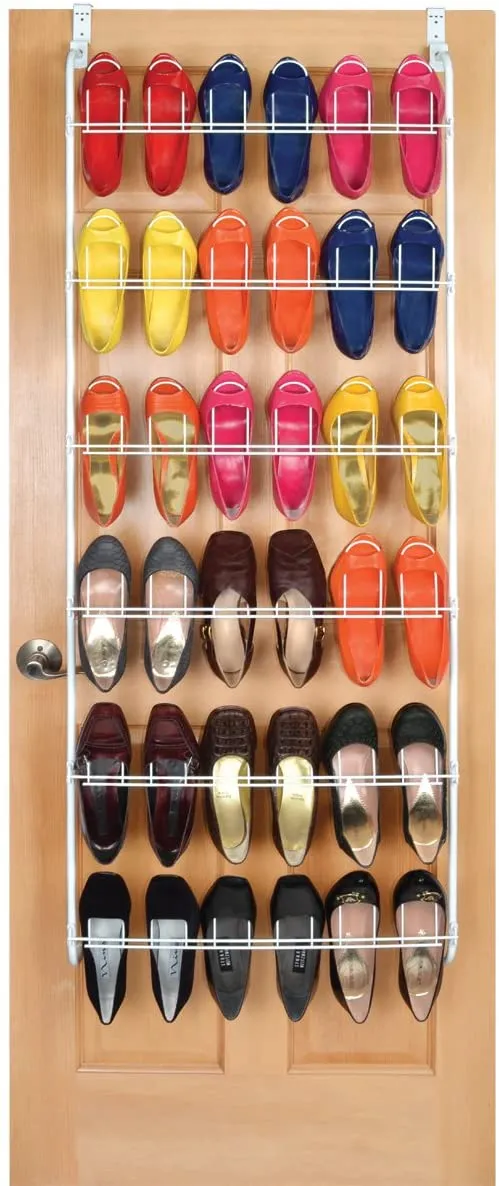 Over-The-Door Steel Metal Shoe Rack w/Hooks