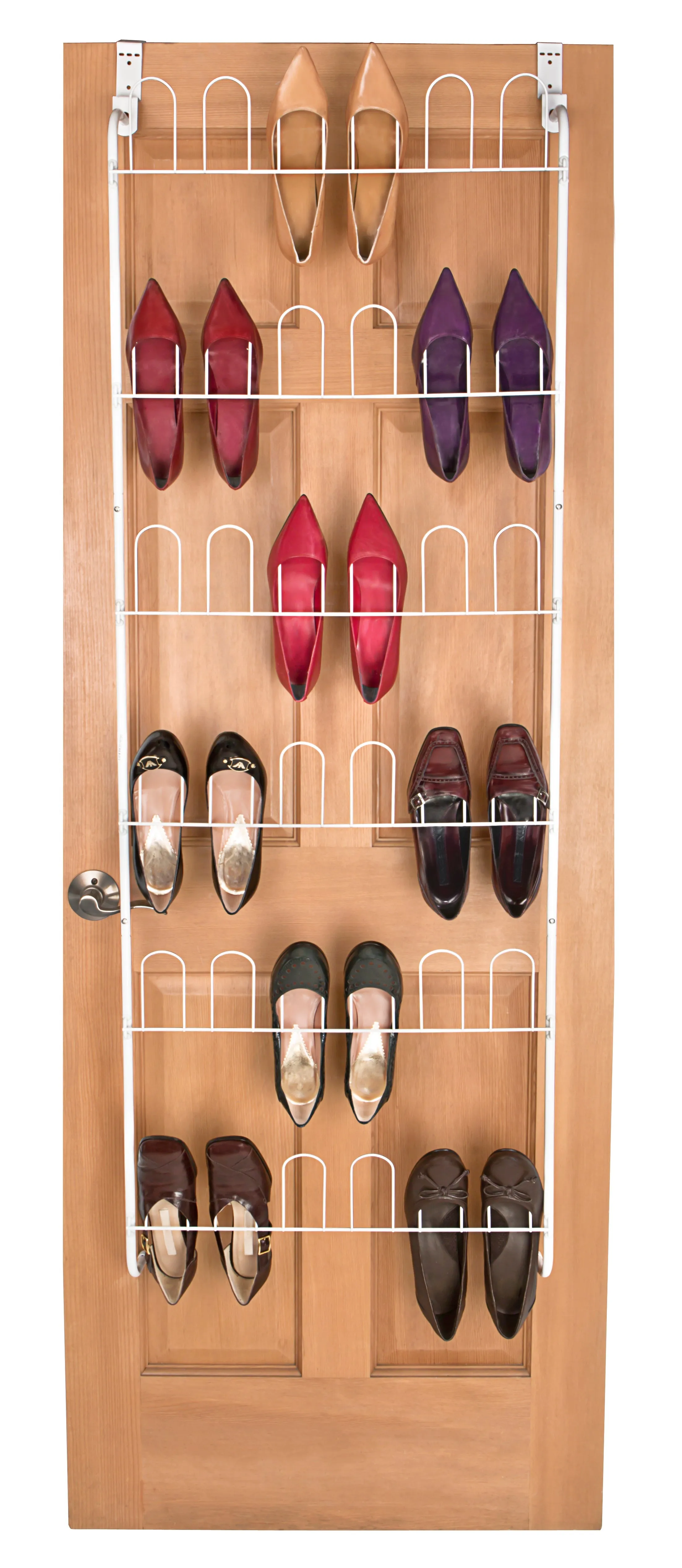 Over-The-Door Steel Metal Shoe Rack w/Hooks