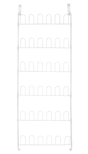 Over-The-Door Steel Metal Shoe Rack w/Hooks