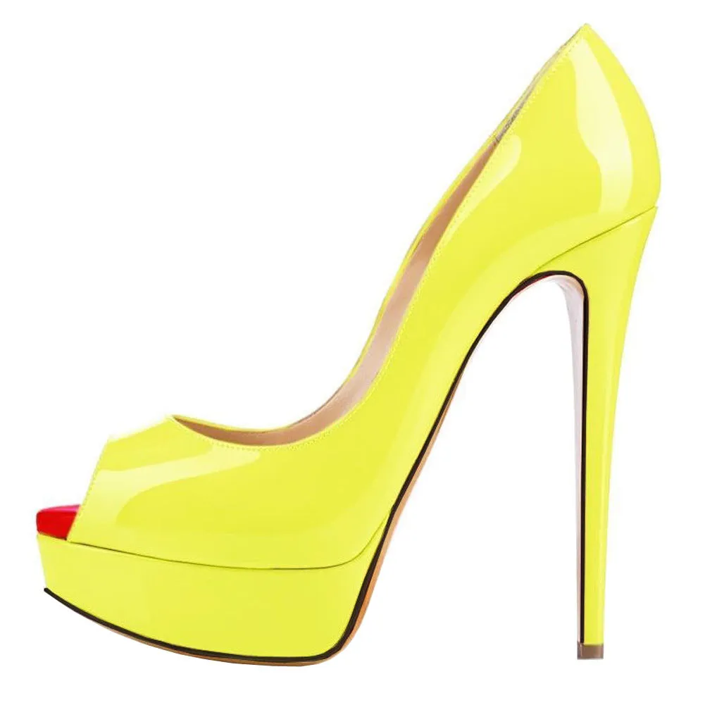 Patent Leather Peep-Toe High Heel Stilettos