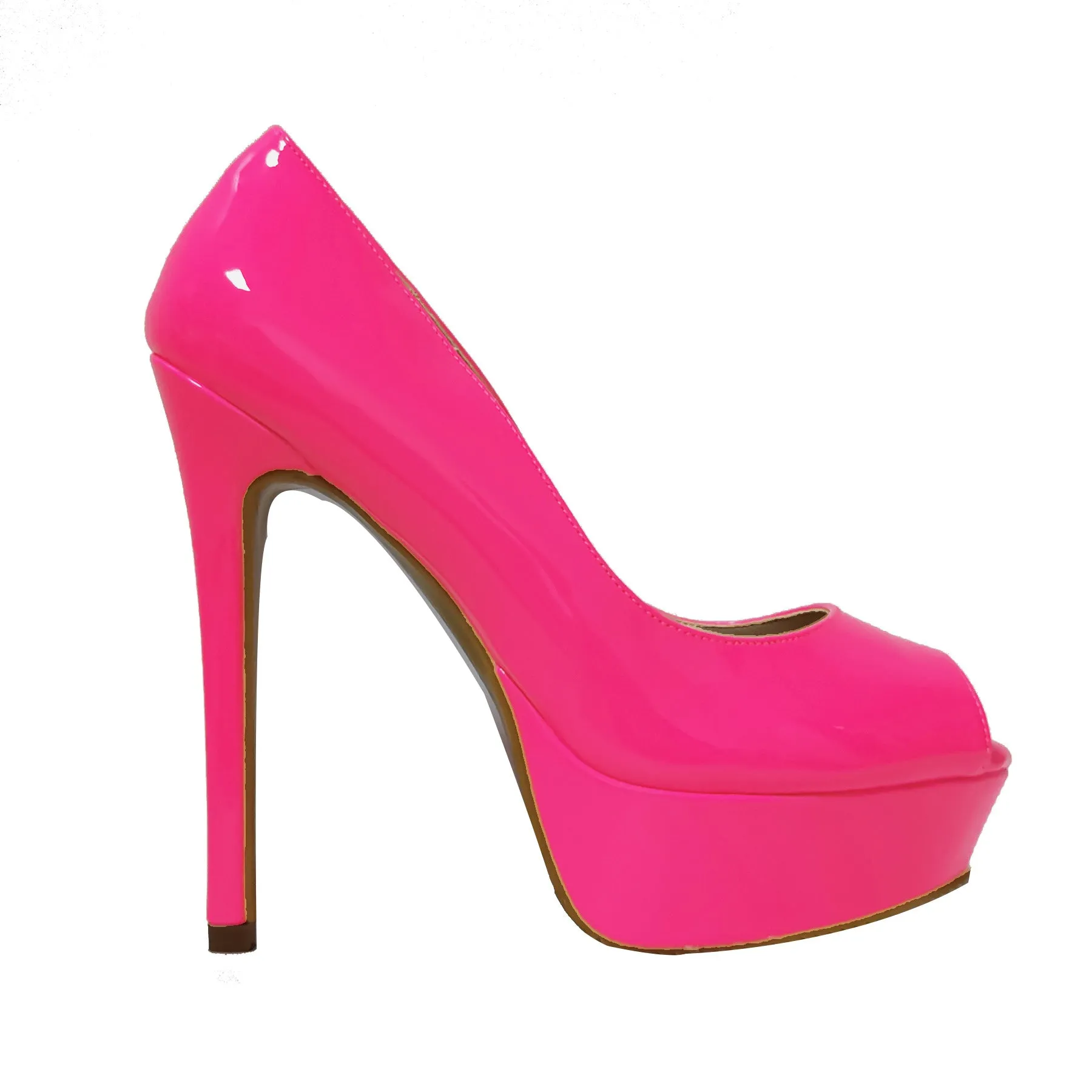 Patent Leather Peep-Toe High Heel Stilettos