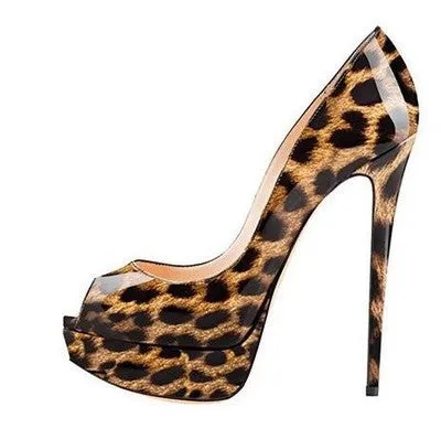 Patent Leather Peep-Toe High Heel Stilettos