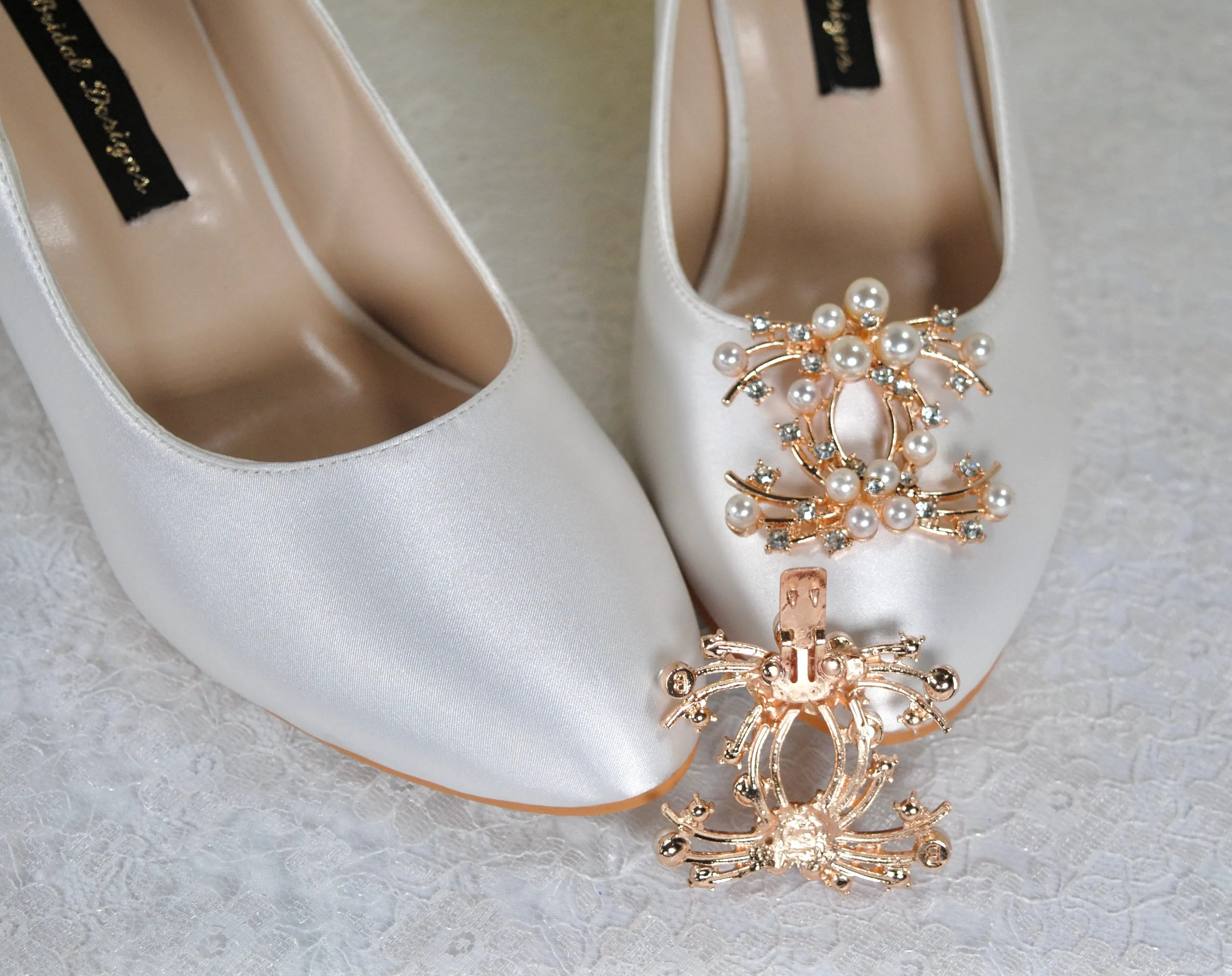 Pearl & Rhinestone Gold Clips