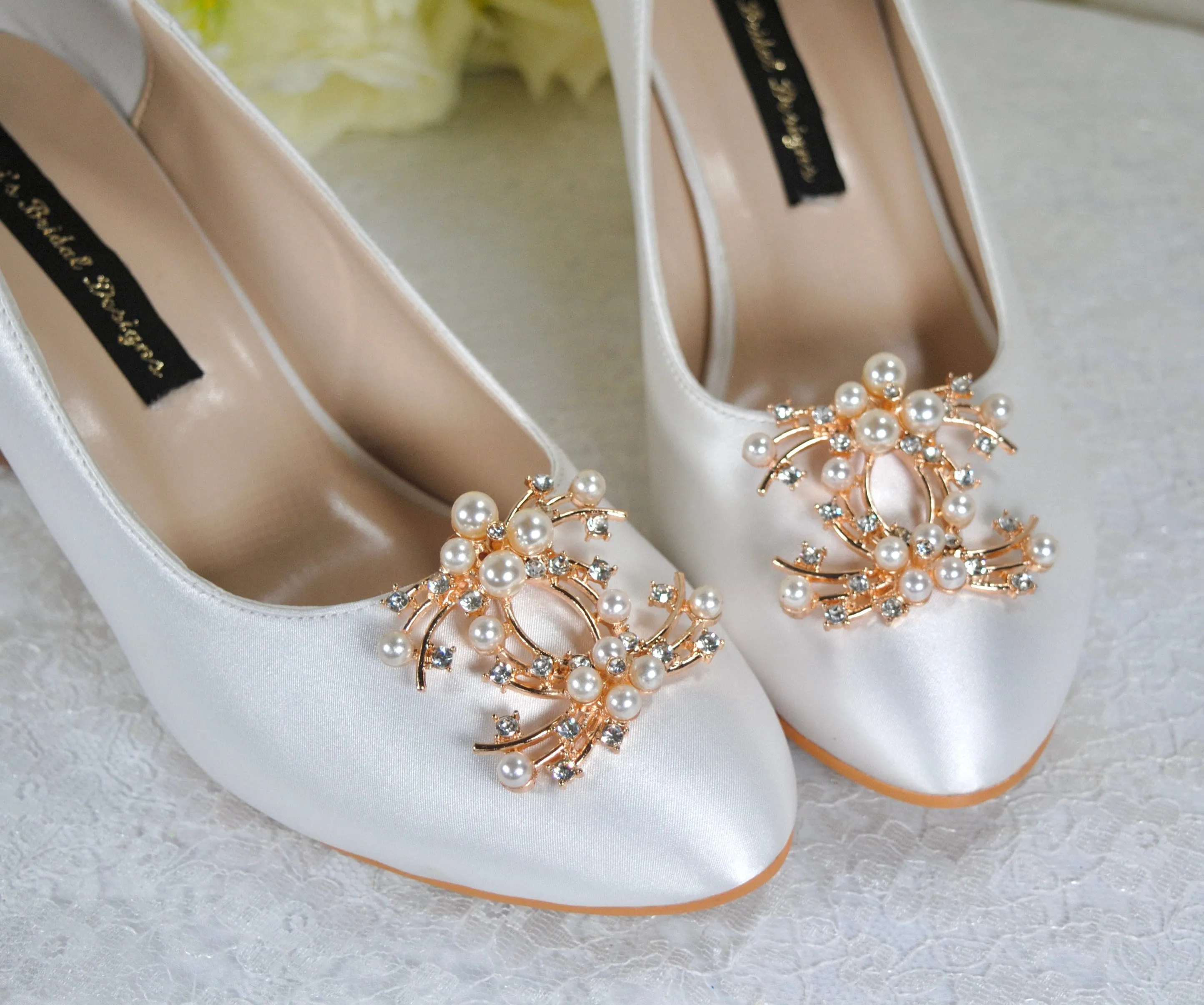 Pearl & Rhinestone Gold Clips