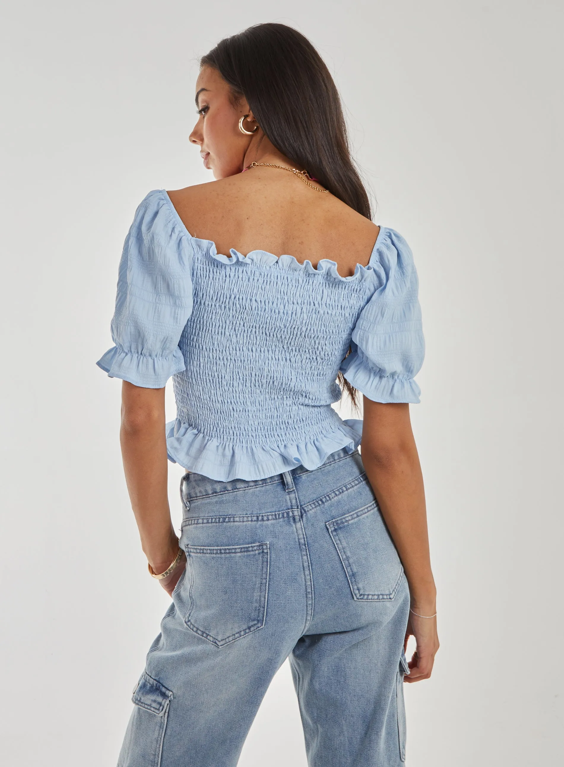 Puff Sleeve Tie Top
