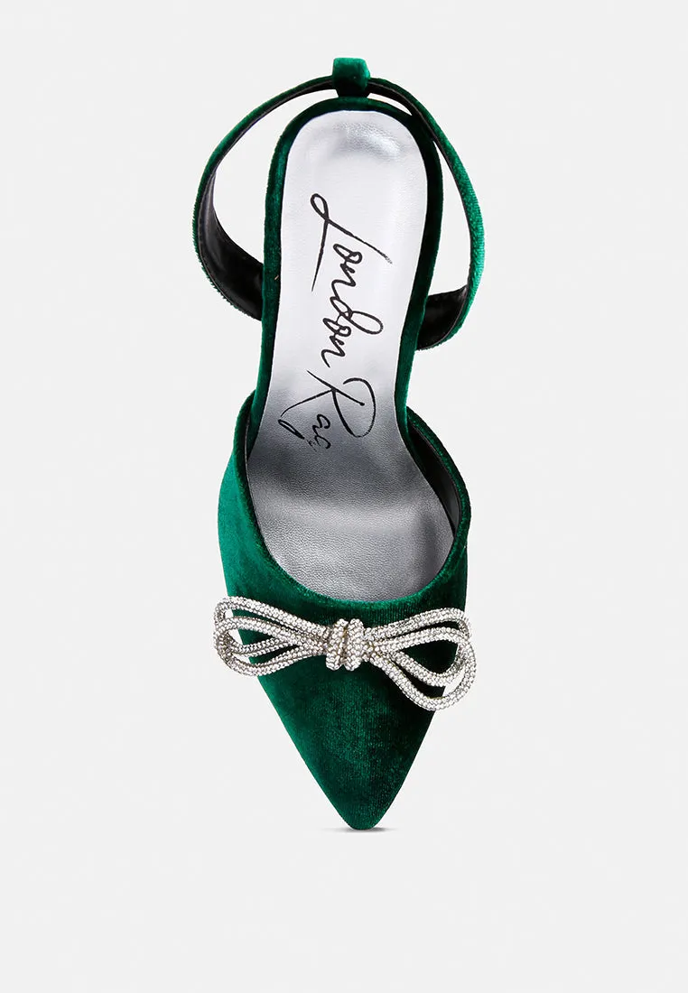 Rhinestone embellished lace up pumps