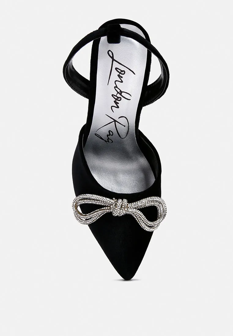 Rhinestone embellished lace up pumps