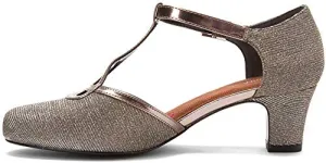 Ros Hommerson Heidi T-Strap Pump, Silver Glitter, 8.5 N