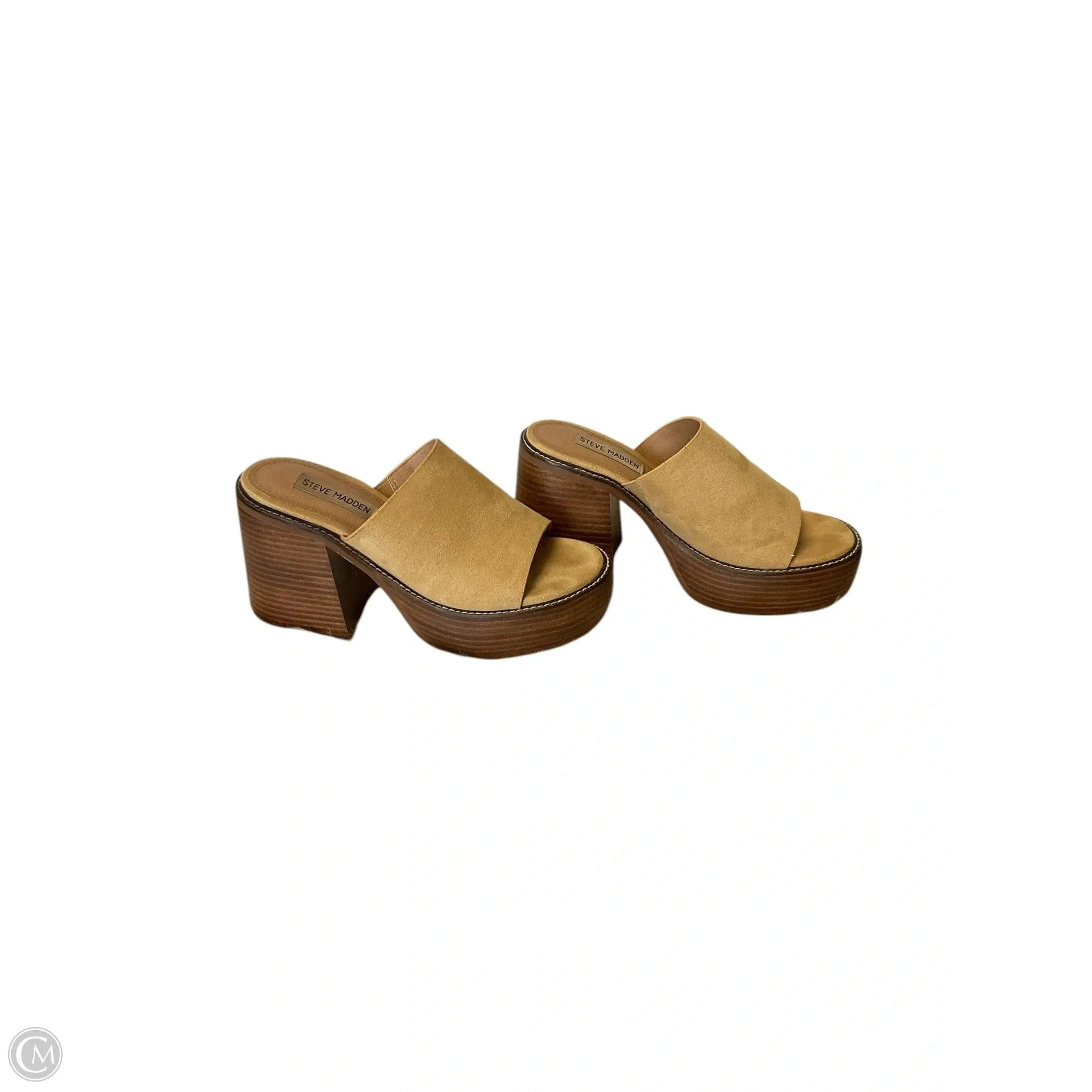 Sandals Heels Block By Steve Madden In Tan, Size: 7