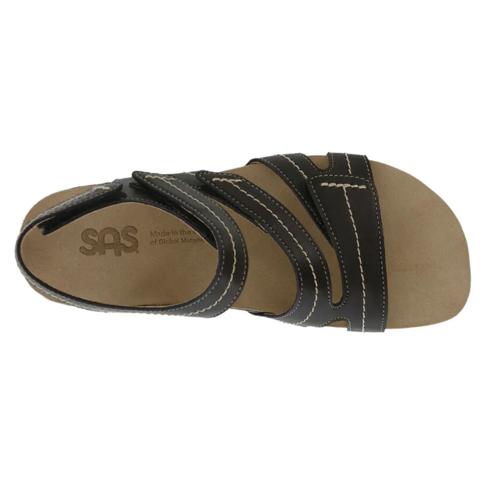 SAS Swerve Black Leather Strap Sandal (Women's)