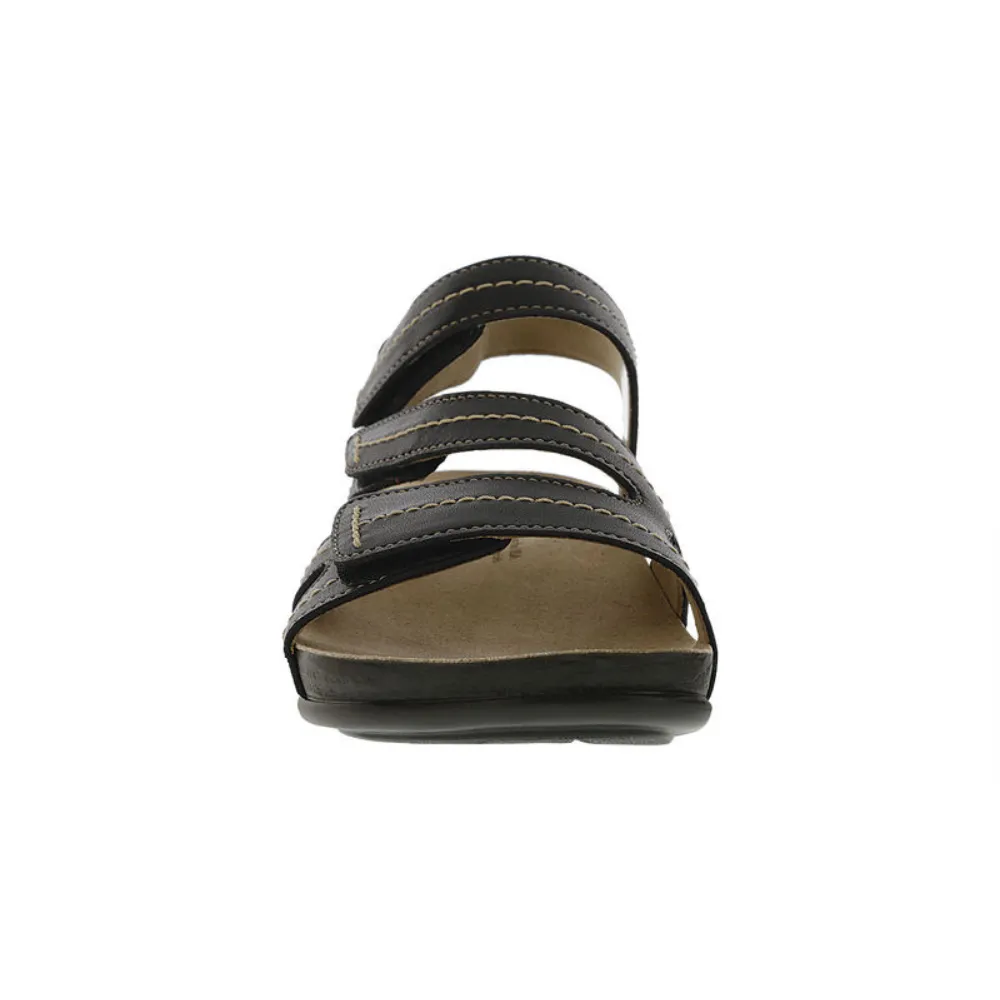 SAS Swerve Black Leather Strap Sandal (Women's)