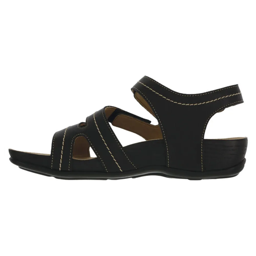 SAS Swerve Black Leather Strap Sandal (Women's)