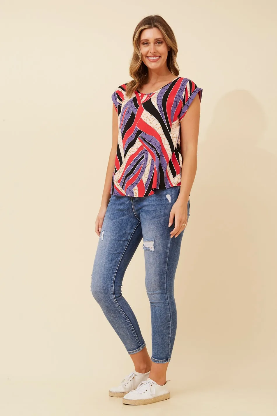 SHELLY ABSTRACT PRINT TOP