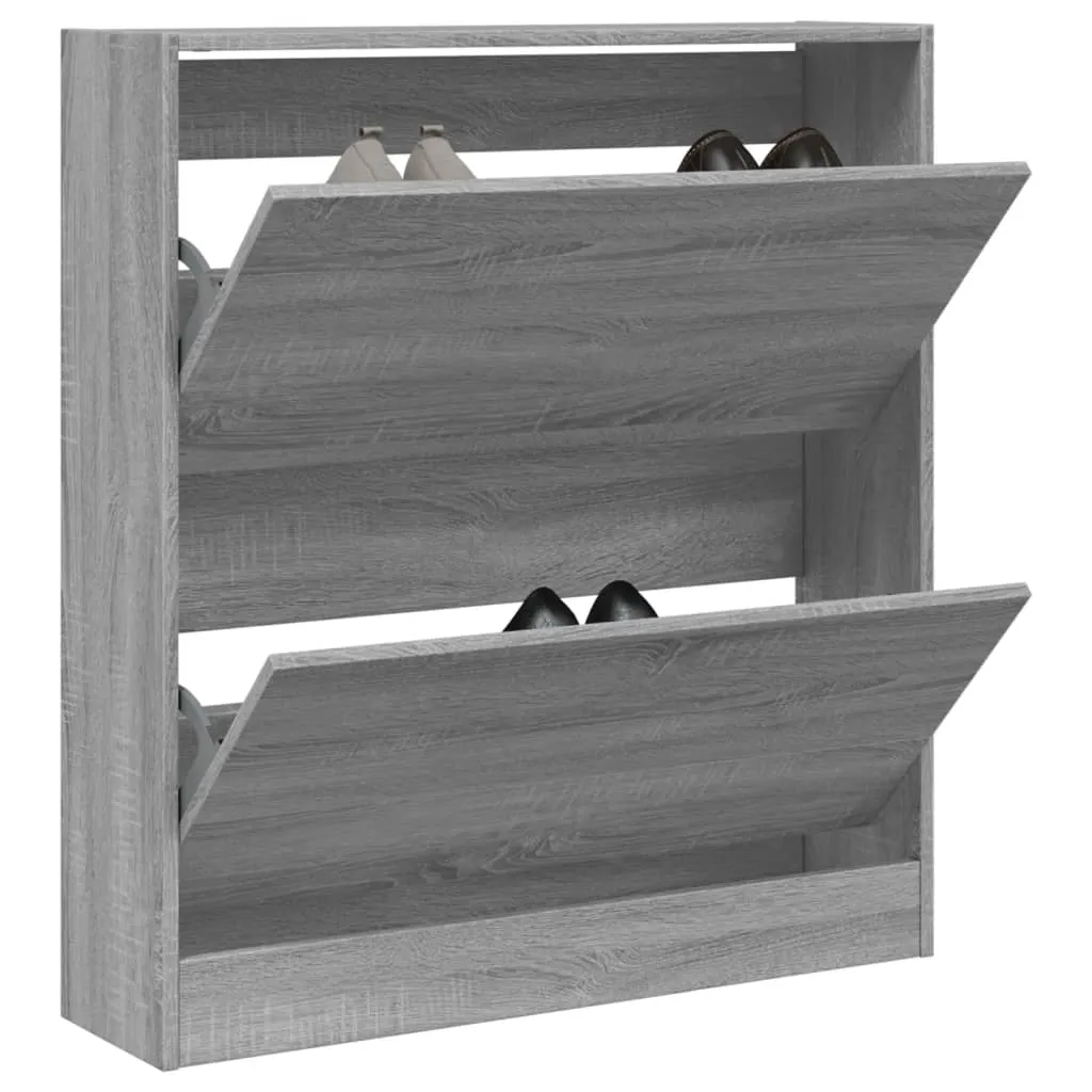 Shoe Cabinet Grey Sonoma 80x21x87.5 cm Engineered Wood