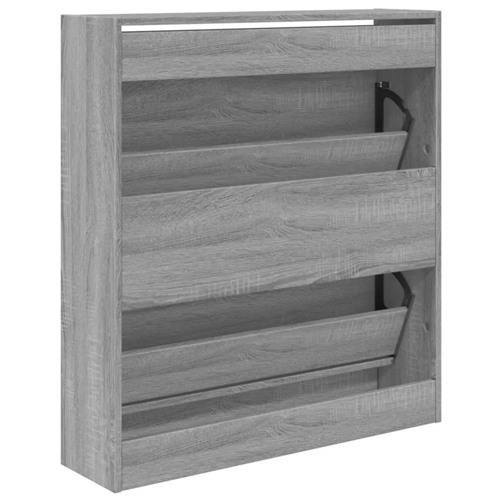 Shoe Cabinet Grey Sonoma 80x21x87.5 cm Engineered Wood