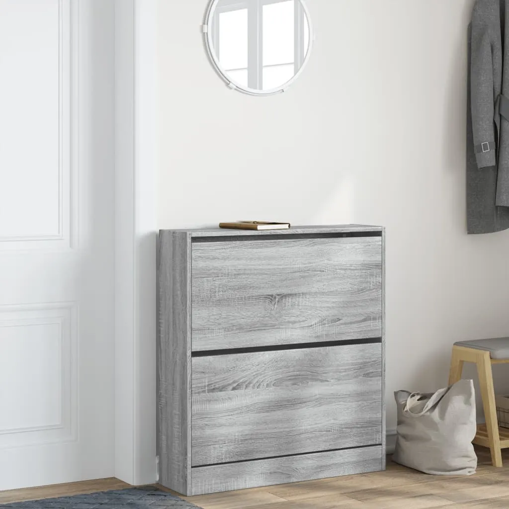 Shoe Cabinet Grey Sonoma 80x21x87.5 cm Engineered Wood