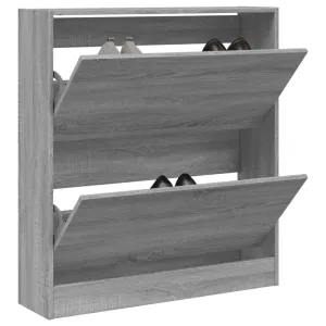 Shoe Cabinet Grey Sonoma 80x21x87.5 cm Engineered Wood