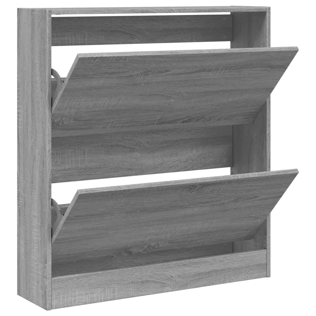 Shoe Cabinet Grey Sonoma 80x21x87.5 cm Engineered Wood