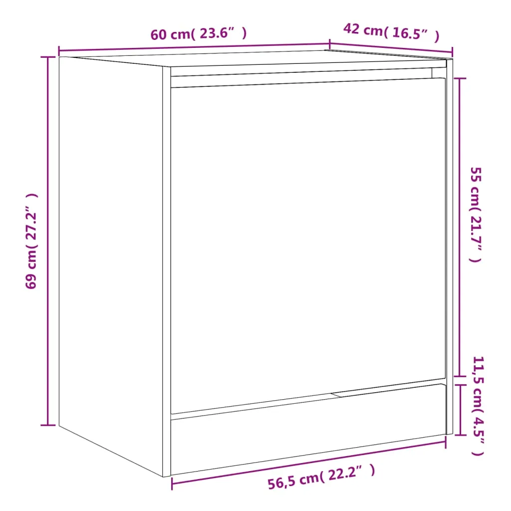 Shoe Cabinet Sonoma Oak 60x42x69 cm Engineered Wood
