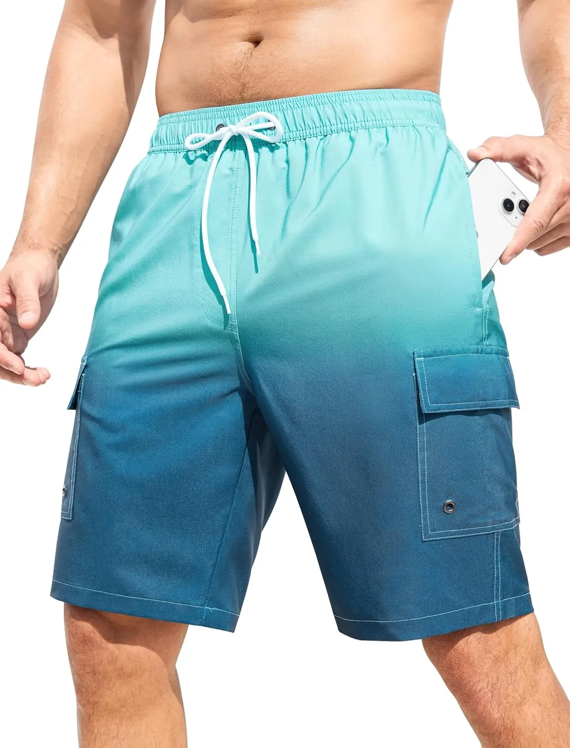 SILKWORLD Men's 9" Swim Trunks Quick Dry Mens Bathing Suit Mesh Lining Board Shorts with Pockets