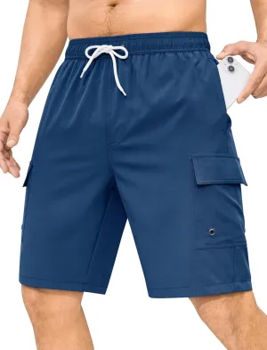SILKWORLD Men's 9" Swim Trunks Quick Dry Mens Bathing Suit Mesh Lining Board Shorts with Pockets