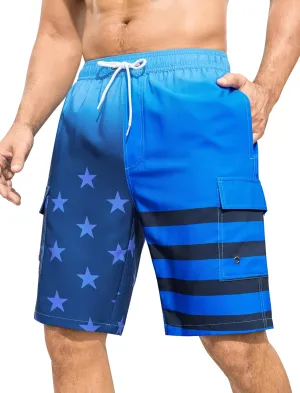 SILKWORLD Men's 9" Swim Trunks Quick Dry Mens Bathing Suit Mesh Lining Board Shorts with Pockets